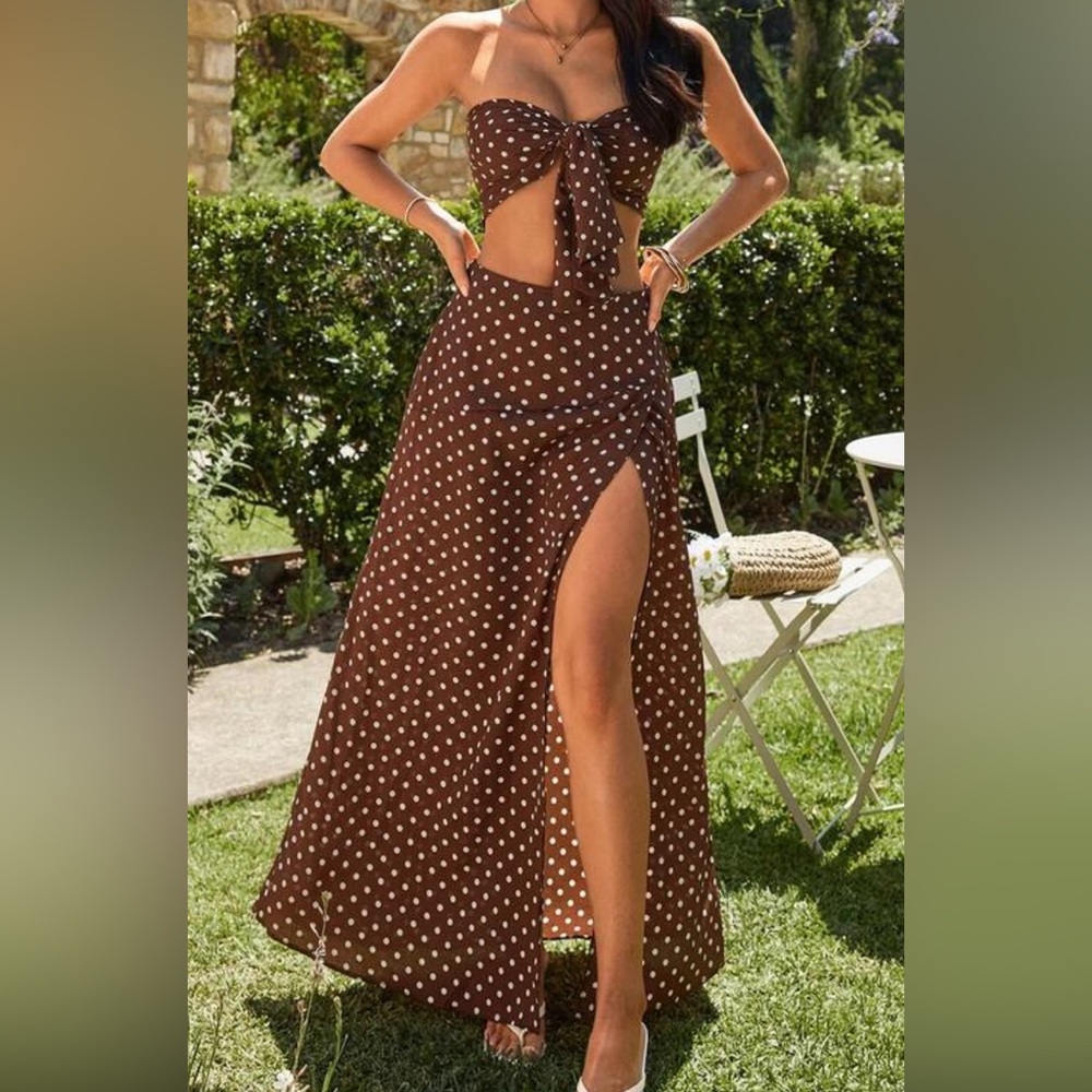 Chic Brown Polka Dot Set